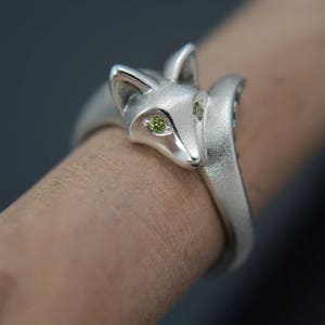 baby fox ring with diamond tail image 7