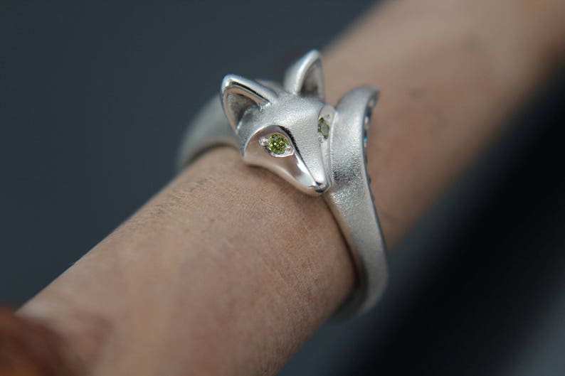 baby fox ring with diamond tail image 7