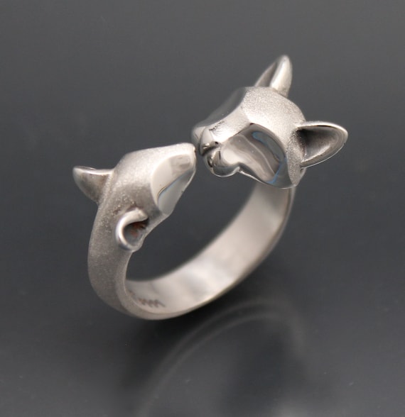 猫とネズミのリング、シルバー - Etsy 日本