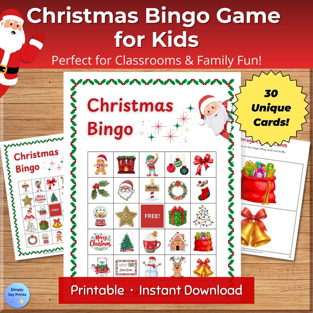 Christmas Bingo Game for Kids | Printable Holiday Activity | Party ...