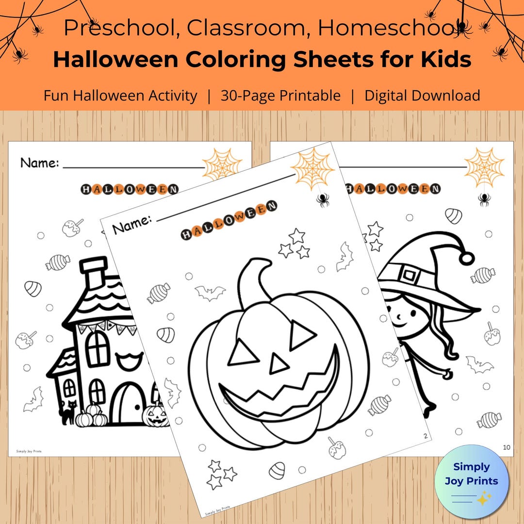 Halloween Coloring Book for Kids | 30 Printable Coloring Pages (PDF ...