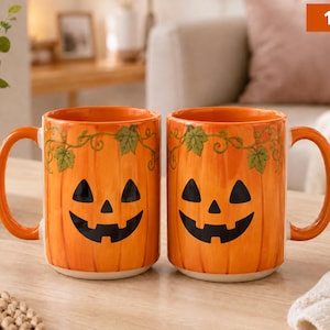 Halloweenpumpa-mugg, pumpaansikte-kaffemugg, söt läskig mugg, höstkaffekopp, höstmugg, Halloween-present, pumpaälskare-present