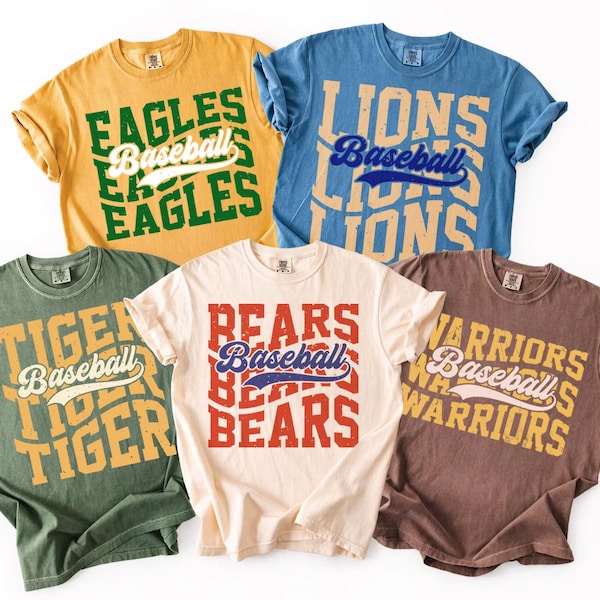 Camiseta personalizada con mascota de béisbol, camiseta personalizada para el espíritu escolar, camiseta para el día del partido de la mamá beisbolera, camiseta personalizada con mascota del equipo.