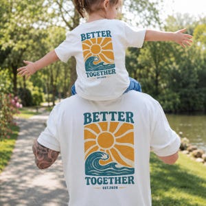 Better Together Dad and Child Matching Outfit Set, Father and Child Retro Floral Print Shirt, Matching Family Outfit Gift for Dad and Baby