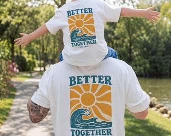Better Together Dad and Child Matching Outfit Set, Father and Child Retro Floral Print Shirt, Matching Family Outfit Gift for Dad and Baby