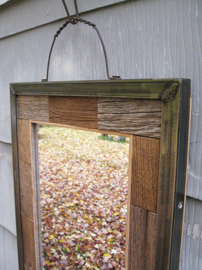 Medium Industrial Rustic Metal Trim Barn Wood Mirror No.1518 Etsy