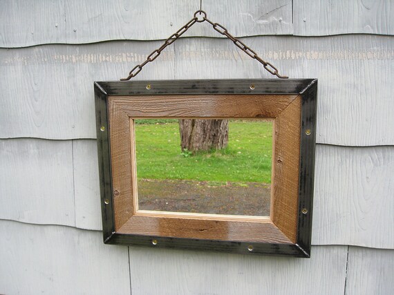 Medium Industrial Rustic Metal Trim Barn Wood Mirror No 1809 Etsy
