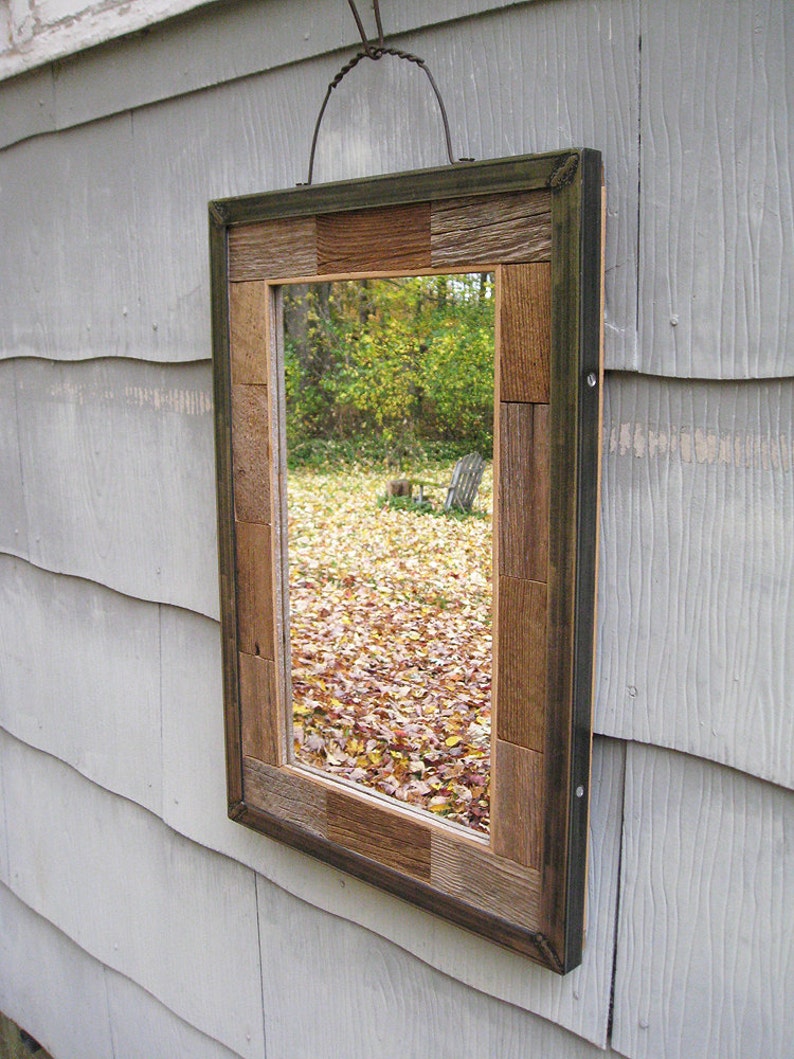 Medium Industrial Rustic Metal Trim Barn Wood Mirror No.1518 Etsy
