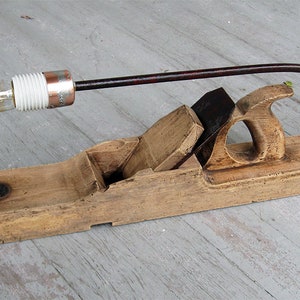SOLD   Vintage Wood Plane Light 3