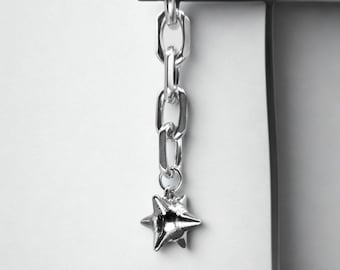 Gothic Spike Chain Dangle Earrings, Stainless Steel Punk Goth Jewelry
