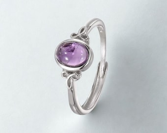 Witchy amethyst ring 925 sterlingzilver – verstelbare mystic crystal ring, boho spell sieraden, paarse edelsteen bescherming cadeau voor haar