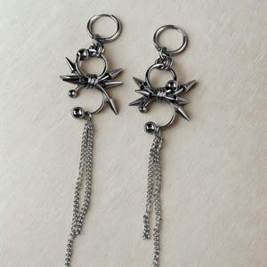 handmade spiked dangle earrings – emo gothic body piercing style