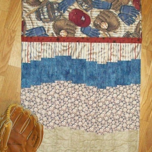 BASEBALL-PATTERN Take me out to the ballgame...Stitched in Quilt Baseball Summer Men Boys Gift  21 1/2&quot; X 31&quot;