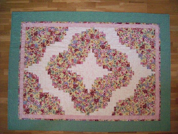 Digital Pattern Log Cabin Diamonds Quilt 72 X 52 Etsy