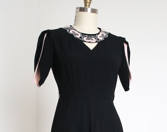 vintage 1930s black evening dress {m}