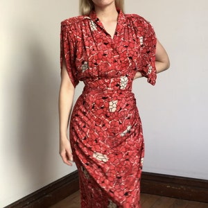 SALE // vintage 1940s silk novelty Tall Ship dress {s}