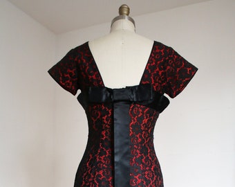 vintage 1950s black lace dress {s}