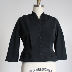 vintage 1950s black beaded jacket {L}