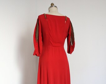 MARKED DOWN vintage 1930s orange rayon gown