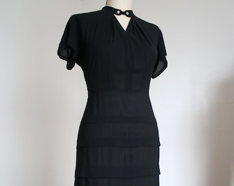 vintage 1940s black evening dress {m}