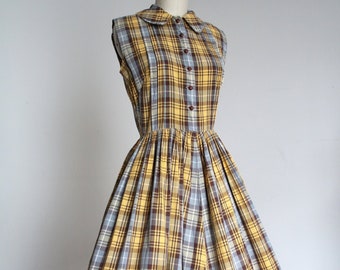 vintage 1950s plaid dress {xs}