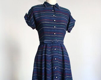 vintage 1940s 50s rainbow dress {xs}