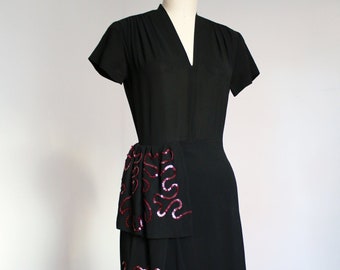 vintage 1940s black sequin dress {s}