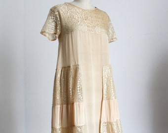 AS-IS vintage 1920s peachy silk dress {s}