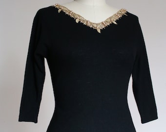 vintage 1950s wool leaf blouse {s-m}