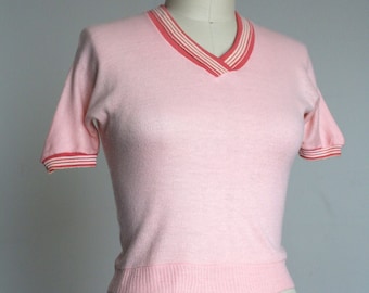 vintage 1950s pink knit top {m+}