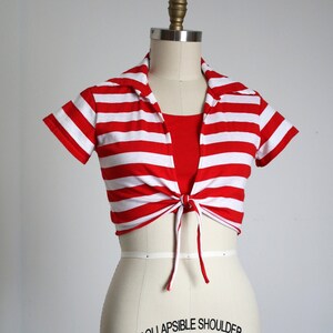 Red and white striped halter cheap top