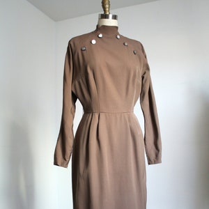 SALE // vintage 1950s brown wool dress {s}