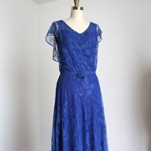 vintage 1930s blue lace dress {s/m} as-is