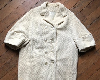 vintage 1950s 60s white coat {XL}