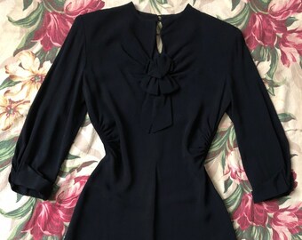 vintage 1930s black rayon dress {s}