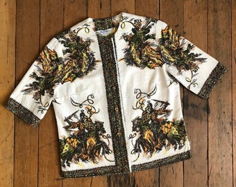 vintage 1950s novelty knights top {s}