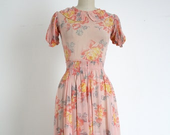 vintage 1930s pink floral dress