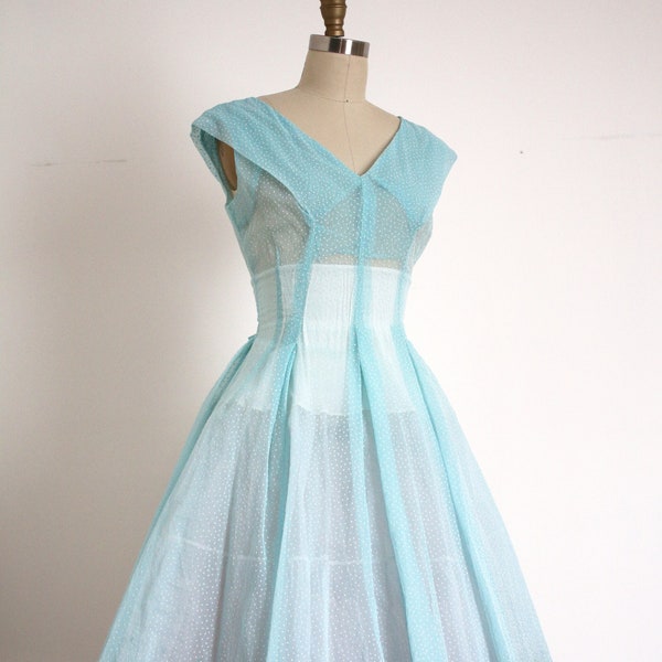 vintage 1950s sheer swiss dot dress
