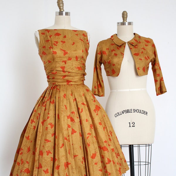 vintage 1950s silk butterfly dress