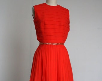 vintage 1960s orange chiffon dress {s}