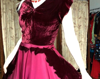30 % OFF SALE vintage 1940s velvet evening party dress {xs}