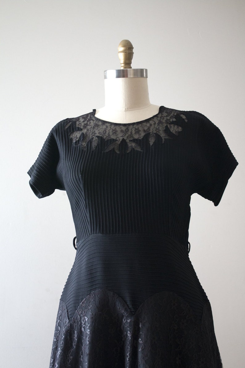 vintage 1950s black rayon dress