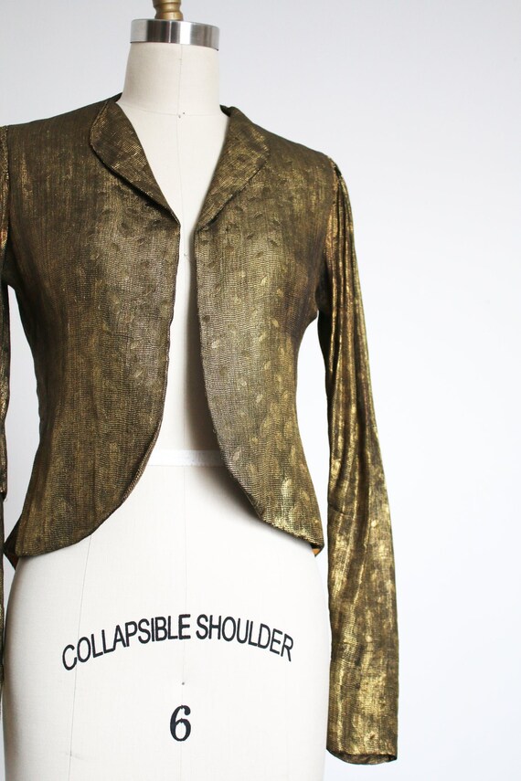 vintage 1930s gold lamé jacket {s} - image 4