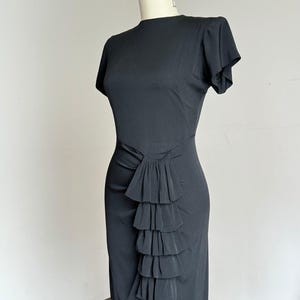 vintage 1940s black rayon dress {m}