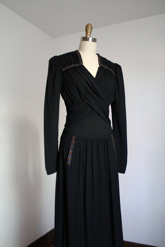 vintage 1930s black rayon gown {s} - image 2