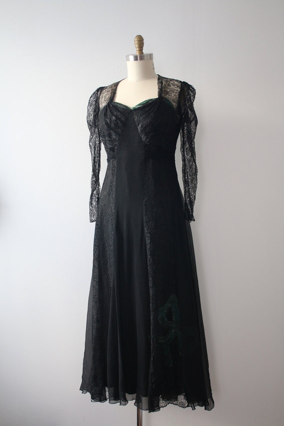 vintage 1930s antique lace black dress