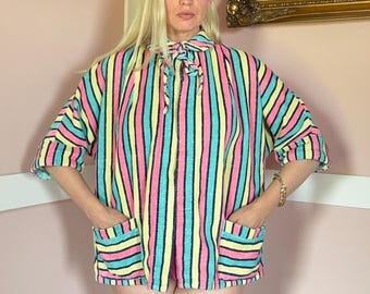 vintage 1950s rainbow terrycloth beach jacket