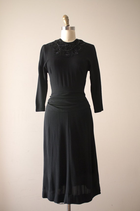 vintage 1930s 40s black evening dress