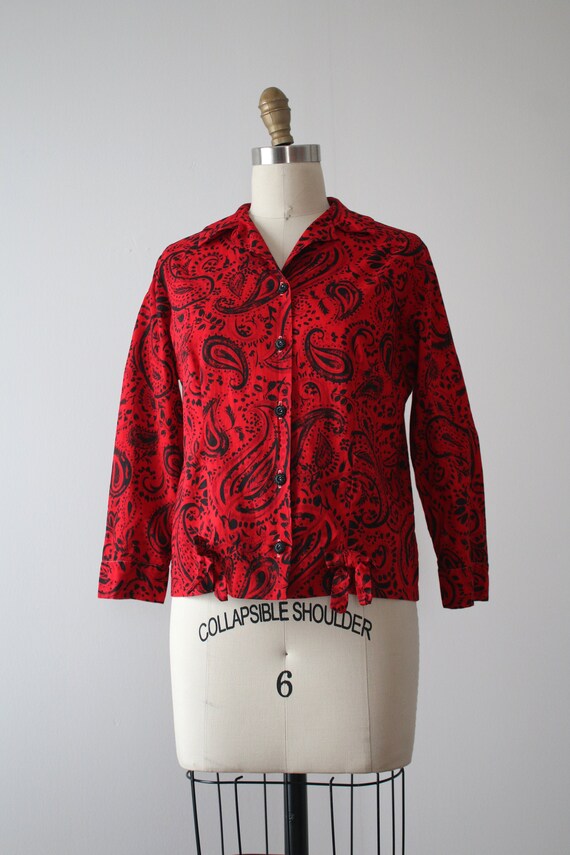 vintage 1950s paisley blouse