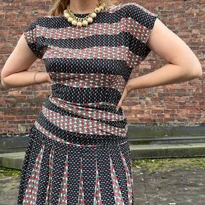 vintage 1940s rayon abstract print dress {xs}